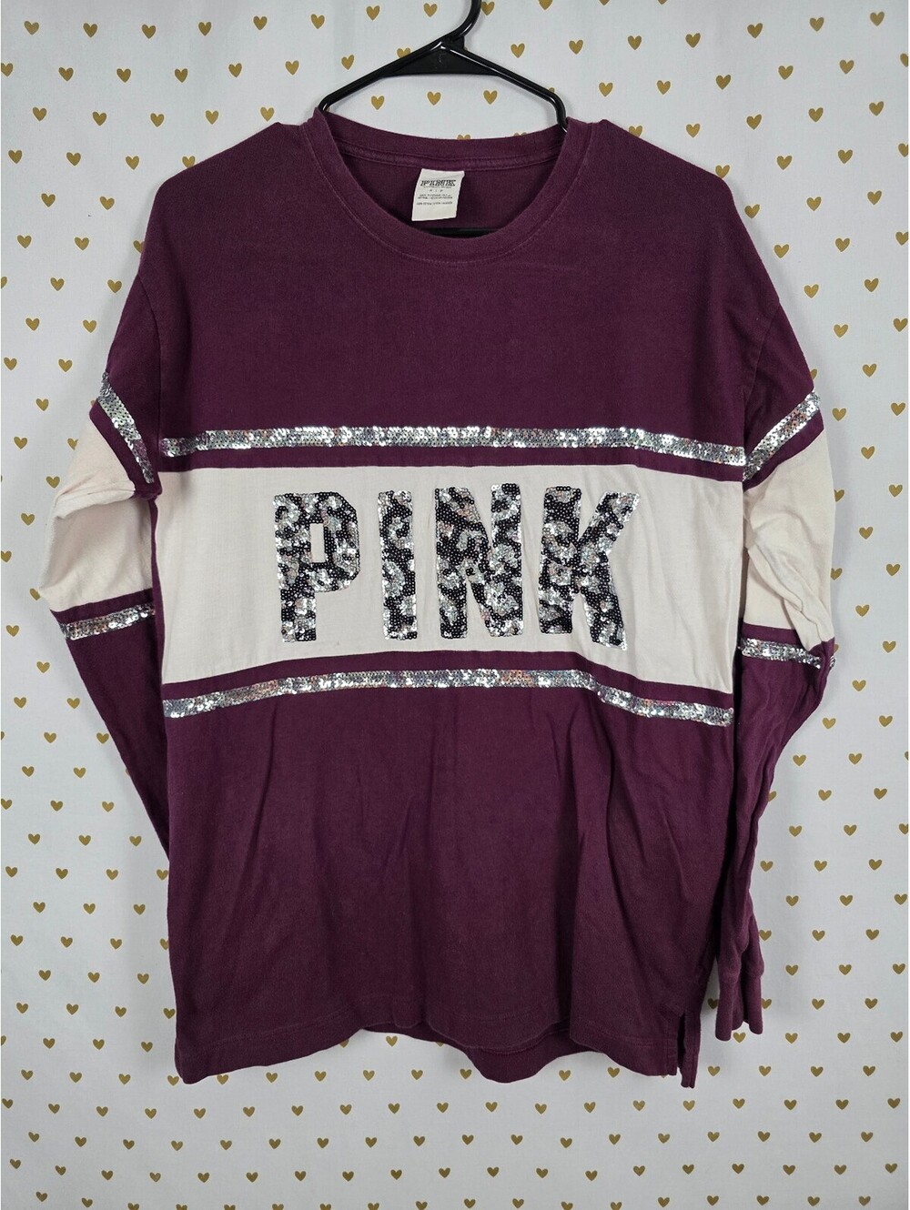 Victorias Secret PINK Cheetah Leopard Bling Long Sleeve Tee shirt Small
